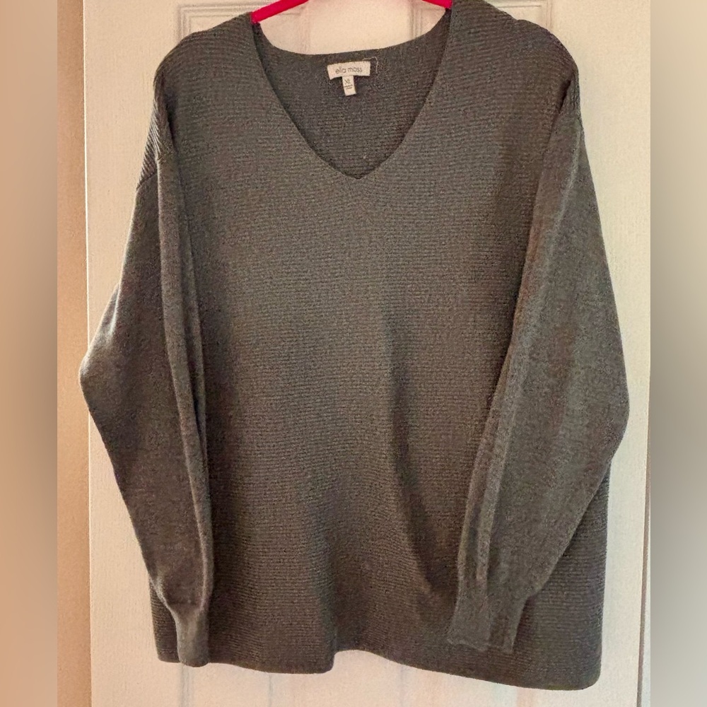 Ella Moss Charcoal V-Neck Sweater